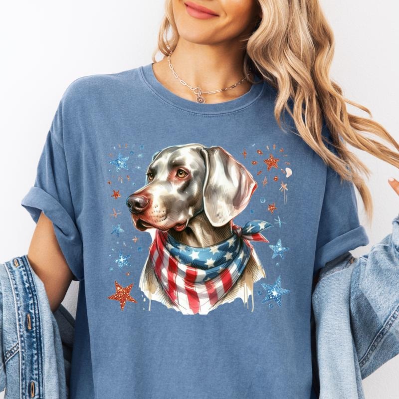 Weimaraner Patriotic Dog Shirt ~ Unisex Apparel Relaxed Fit Printed In The USA Clothing Womenswear Casual Comfort Cotton...