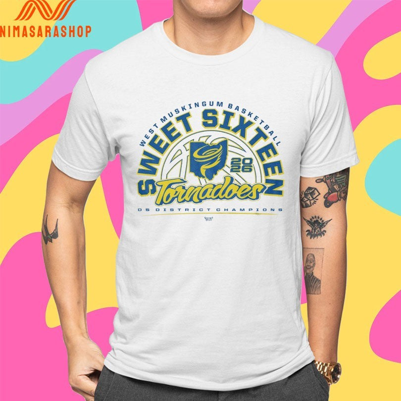 West Muskingum Basketball Sweet Sixteen Tornadoes D5 District Champions 2026 Shirts