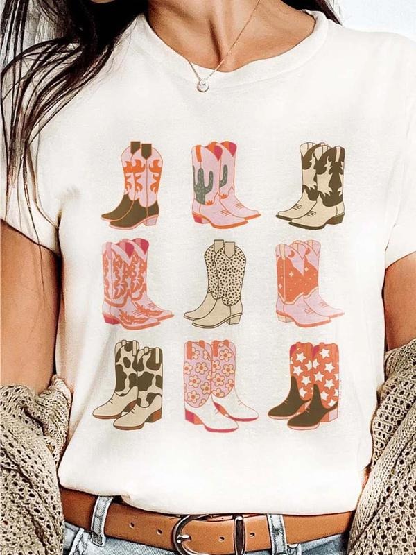 Western Cowboy Print Round Neck T-Shirt, Bandit Top with Western Elements, Casual Fashion for Men and Women Hoodie,...