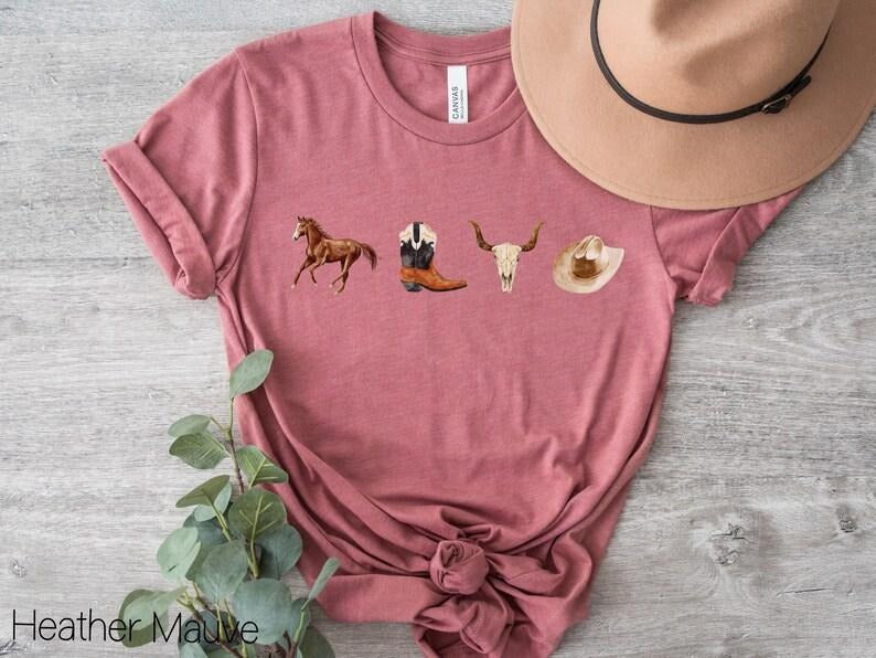 Western Cowboy T-Shirt,Cow Skull Shirt,Country Concert Tee,Boho Cow Skull Shirt,Vintage Wild West Unisex Shirt,Cowgirl...