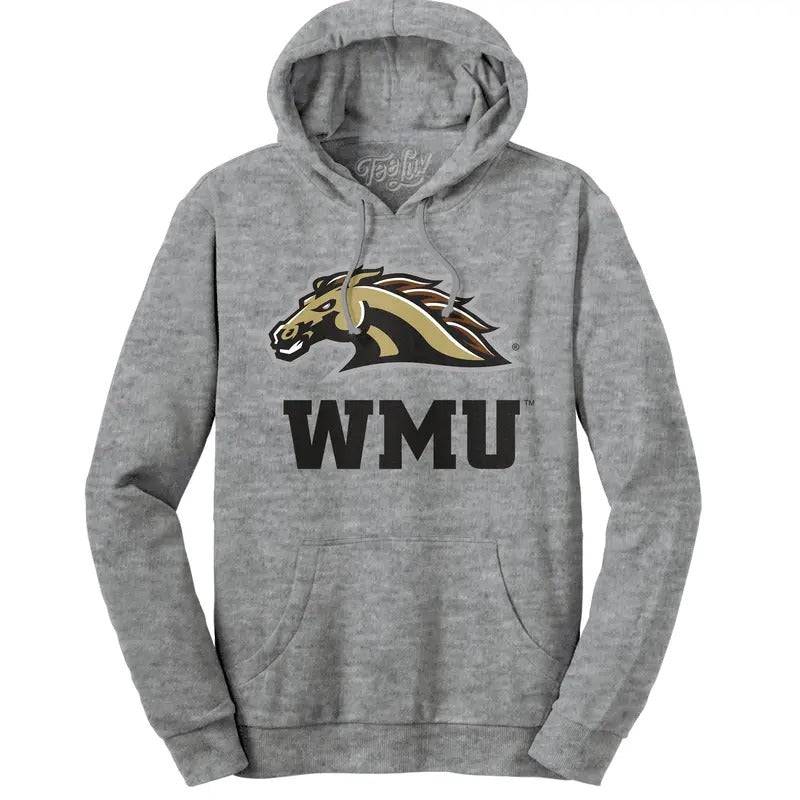 Western Michigan University Broncos Hooded Sweatshirt - Gray T-Shirts, Hoodie | UrbanDripWear.com