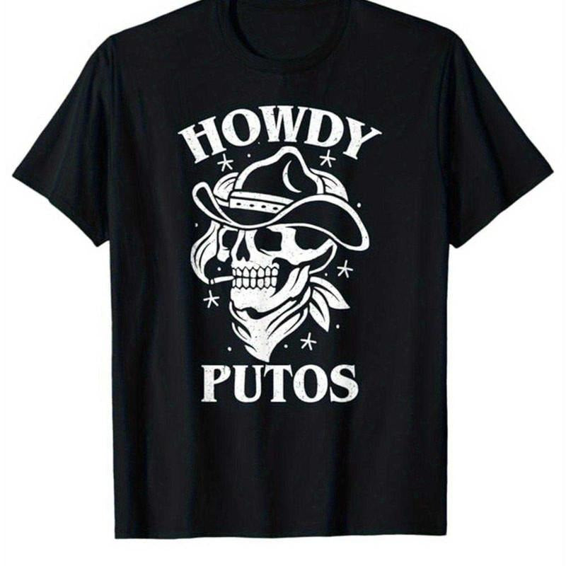 Western T-Shirt Style Cowboy - Skull Graphic T-Shirt Printed Crew Neck T-Shirt 100% Cotton T-Shirt Soft and Comfortable...