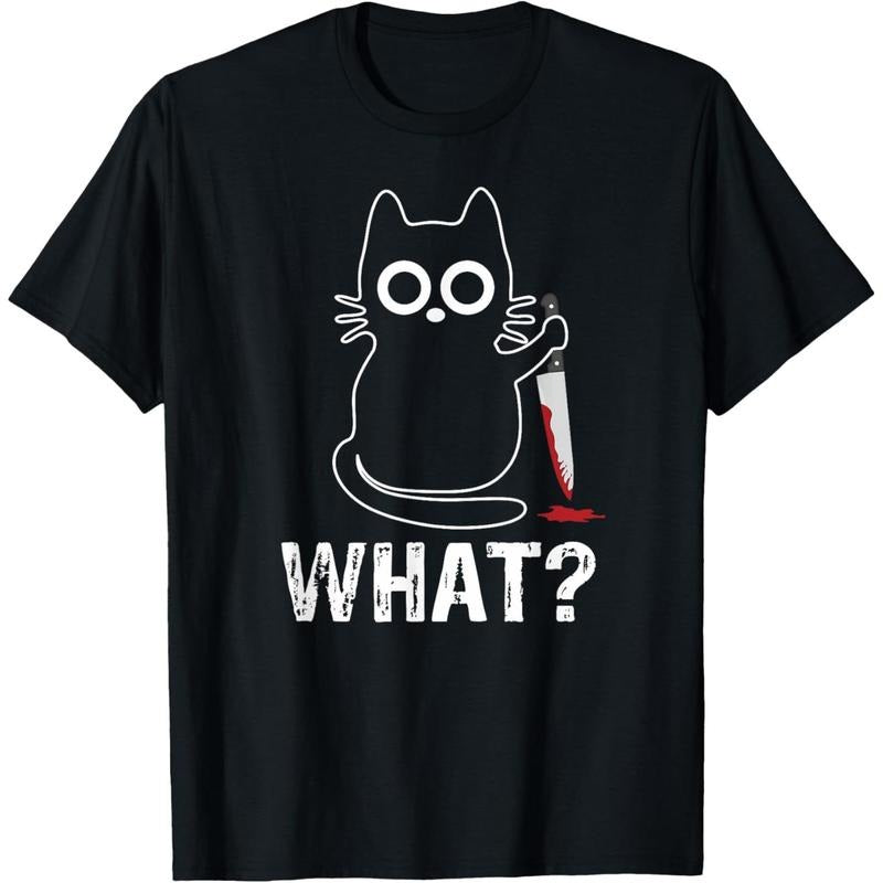 What?-Funny Cat With Knife Graphic Design T-Shirt Hoodie, Sweatshirt | UrbanDripWear.com