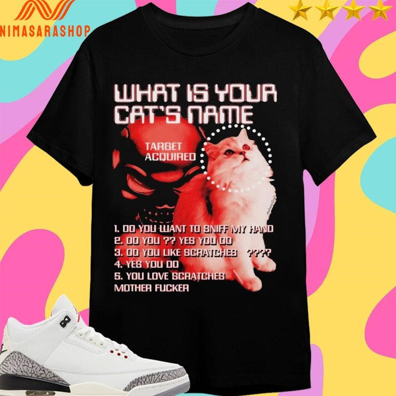 What Is Your Cats Name Target Acquired Skull Cat Shirts