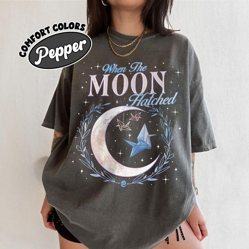 When The Moon Hatched Comfort Colors Shirt For Fan, Romantasy Dragon Bookish T Shirt, Dragon Moonplume Tee, Gift For Book Lover