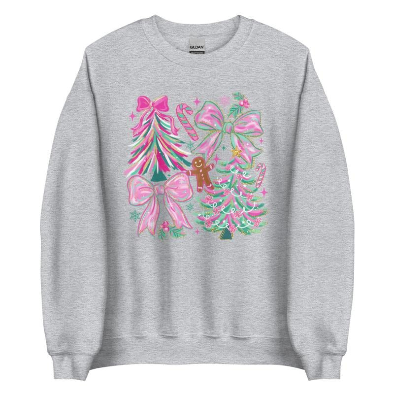 Whimsical Christmas Brushstrokes Graphic Crewneck Sweatshirt T-Shirts, Hoodie | UrbanDripWear.com