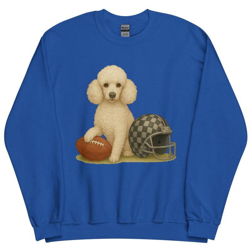 White Poodle Football Sweatshirt - Unisex Apparel Relaxed Fit Printed In The USA Clothing Womenswear Casual Comfort...