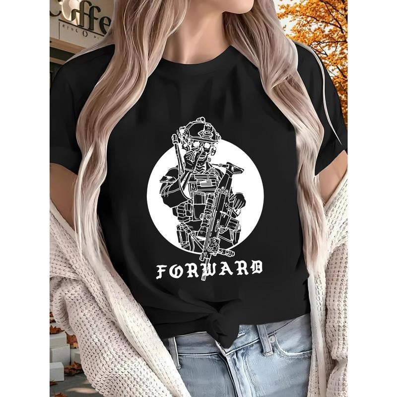 1pc Soldiers Advance Women's Graphic T-Shirt