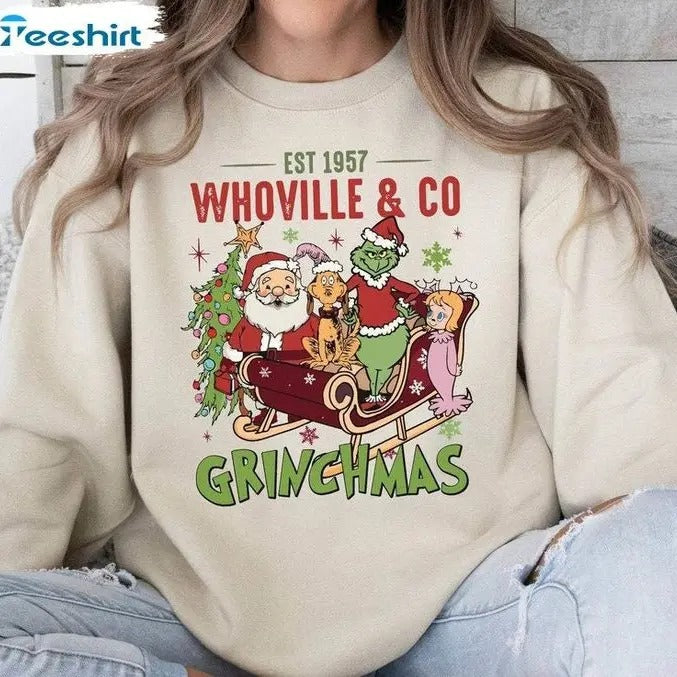 Whoville University Sweatshirt, Awesome Christmas Long Sleeve Unisex T-Shirts, Hoodie | UrbanDripWear.com
