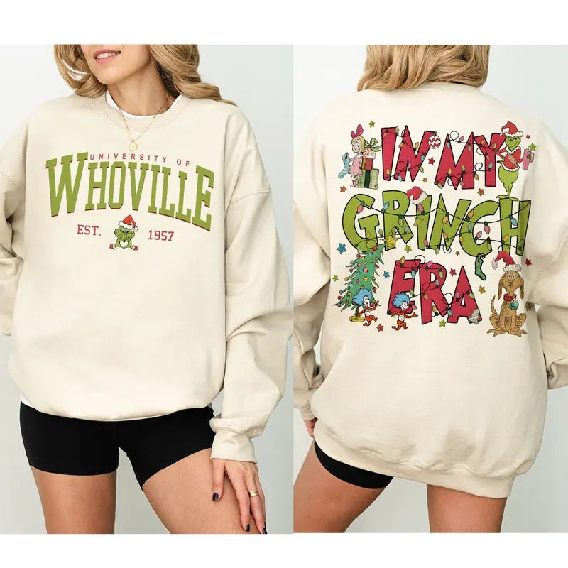 Whoville University Sweatshirt, In My Grinch Era Sweatshirt, Grinchmas Sweatshirt, Christmas Movie Sweatshirt, Grinch...