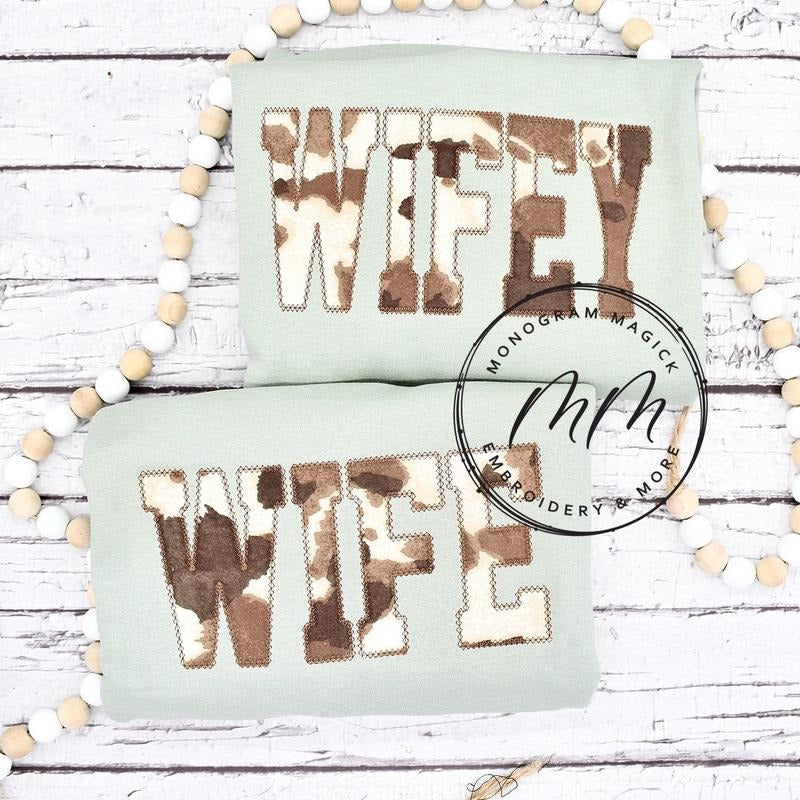 Wife Cow Print Sweatshirt, Wifey Cow Print Sweatshirt T-Shirts, Hoodie | UrbanDripWear.com