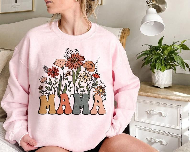 Wildflowers Mama Shirt, Retro Mom TShirt, Mother's Day Gift Best Price Hoodie, Sweatshirt | UrbanDripWear.com