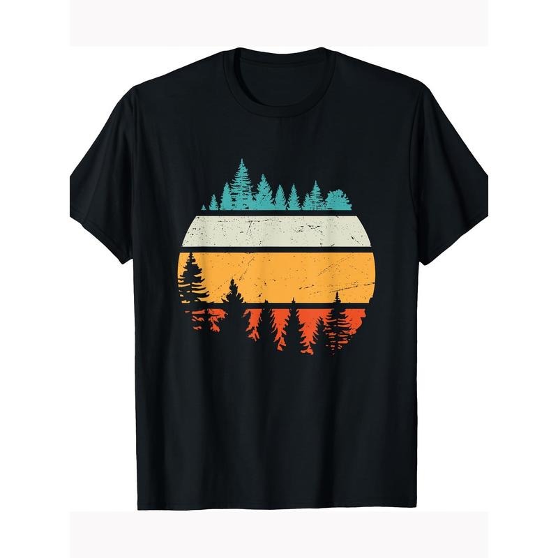 Wildlife Trees Outdoor Nature Vintage Forest Pattern Men's T-shirt 100% cotton T-shirt Made in USAstyle{n002}2 Hoodie,...
