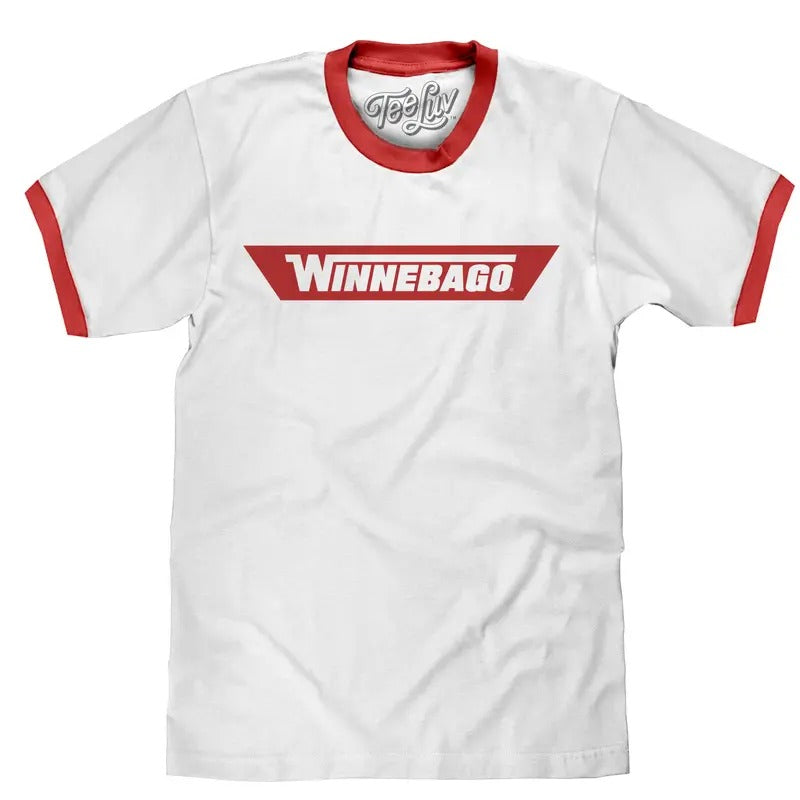 Winnebago RV Logo Ringer T-Shirt - White and Red Hoodie, Sweatshirt | UrbanDripWear.com
