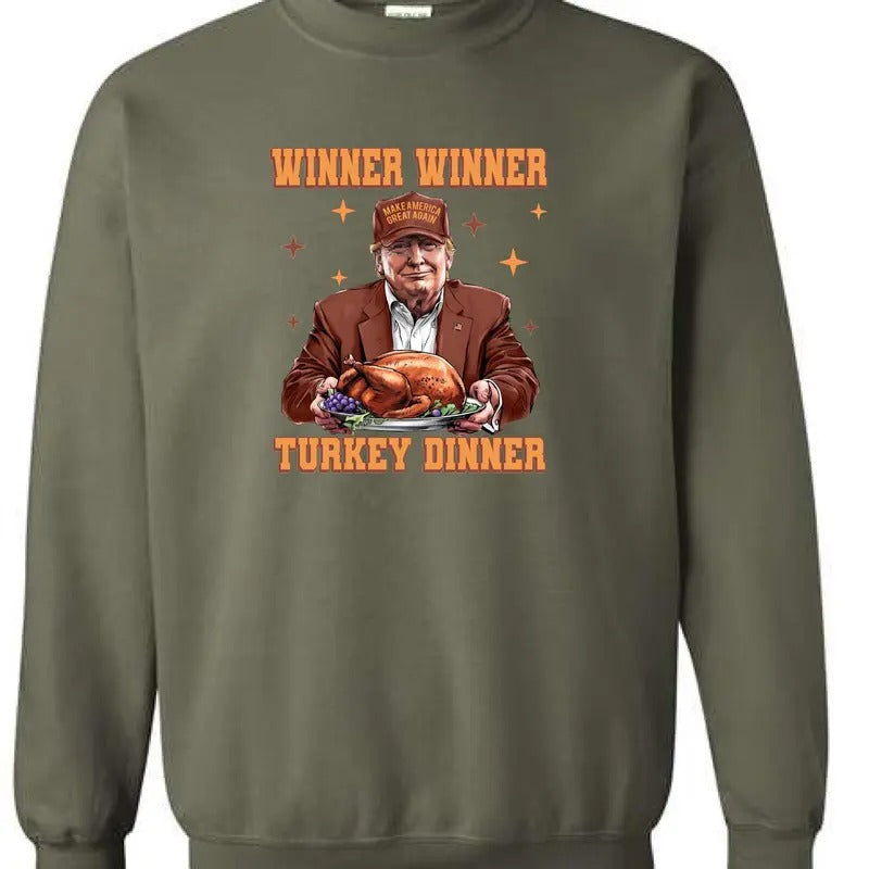 Winner Winner Turkey Dinner crewneck sweatshirt, Winner Winner Turkey Dinner Cotton Menswear T-Shirts, Hoodie