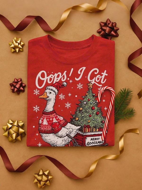 Winter Christmas Essential Unisex Tree Pattern Letter Print T-Shirt, Fashionable Comfort Casual Top, Perfect for Family...
