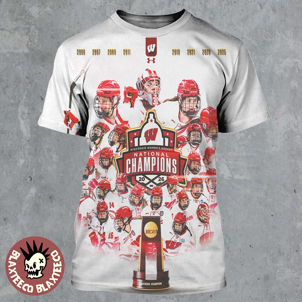 Wisconsin Badgers Women’s Ice Hockey 2026 National Champions All Over Print Shirt