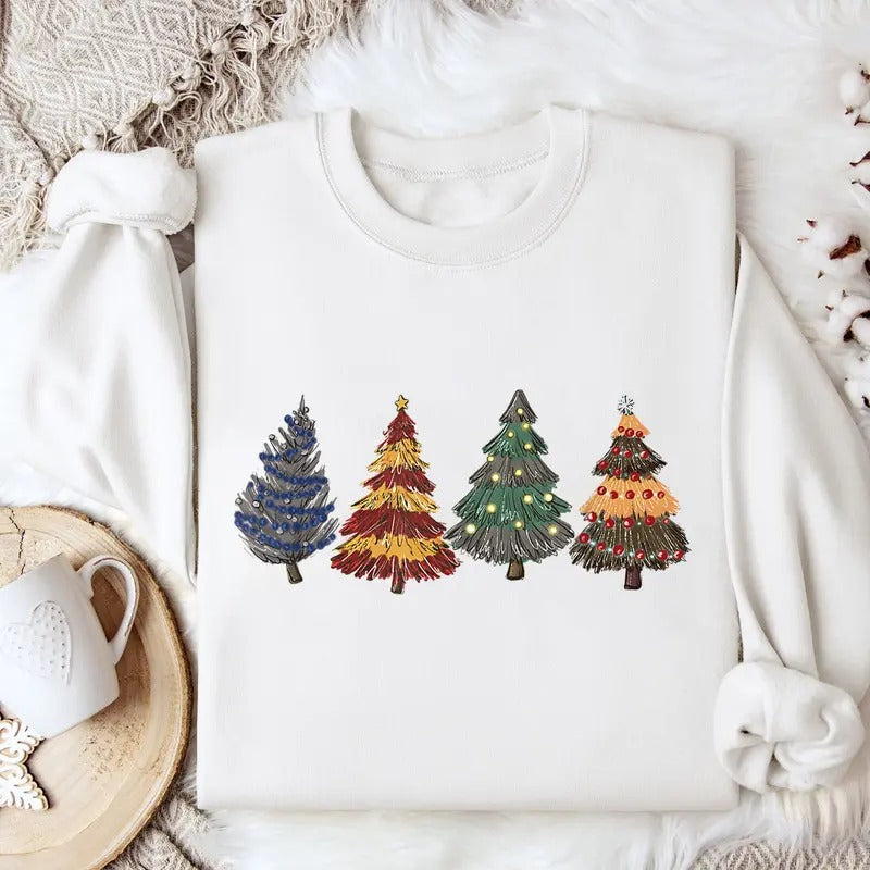 Wizard Christmas Tree Sweatshirt, Wizard Houses Christmas Tree Sweatshirt, Winter Holidays Shirt, Christmas Magic...