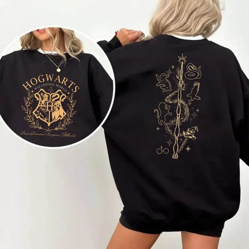 Wizard House 2 Sides T-Shirt, Magic Wizard Shirt, Wizard School Houses Fantasy Shirt, HP Pullover Tee Hoodie, Sweatshirt