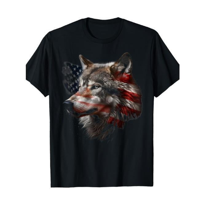Wolf American Flag USA Patriotic Wolf Lover T-Shirt- Made in USA Hoodie, Sweatshirt | UrbanDripWear.com