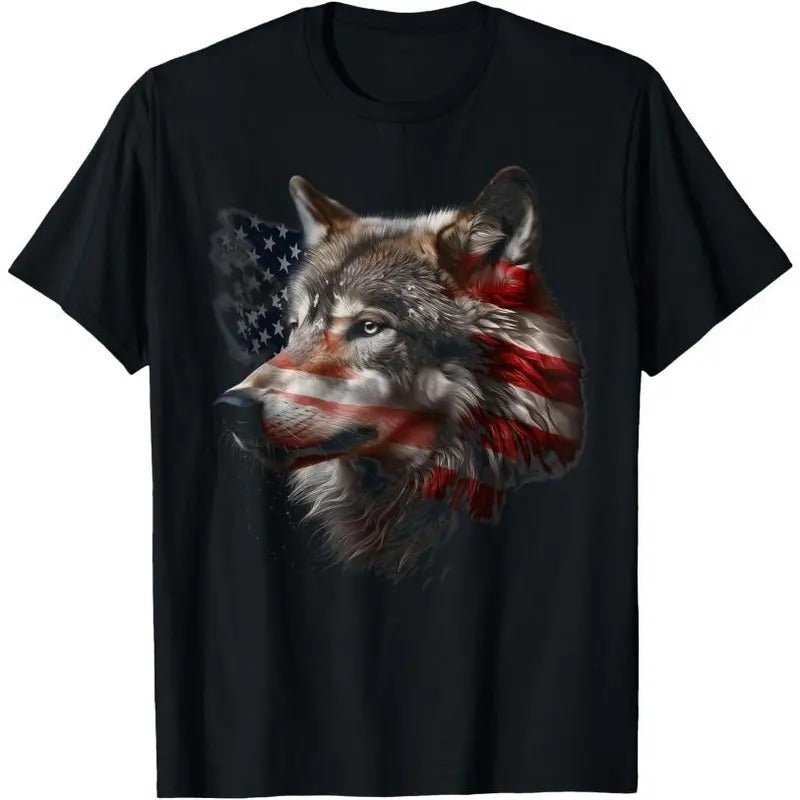 Wolf American Flag USA Patriotic Wolf Lover T-Shirt Hoodie, Sweatshirt | UrbanDripWear.com