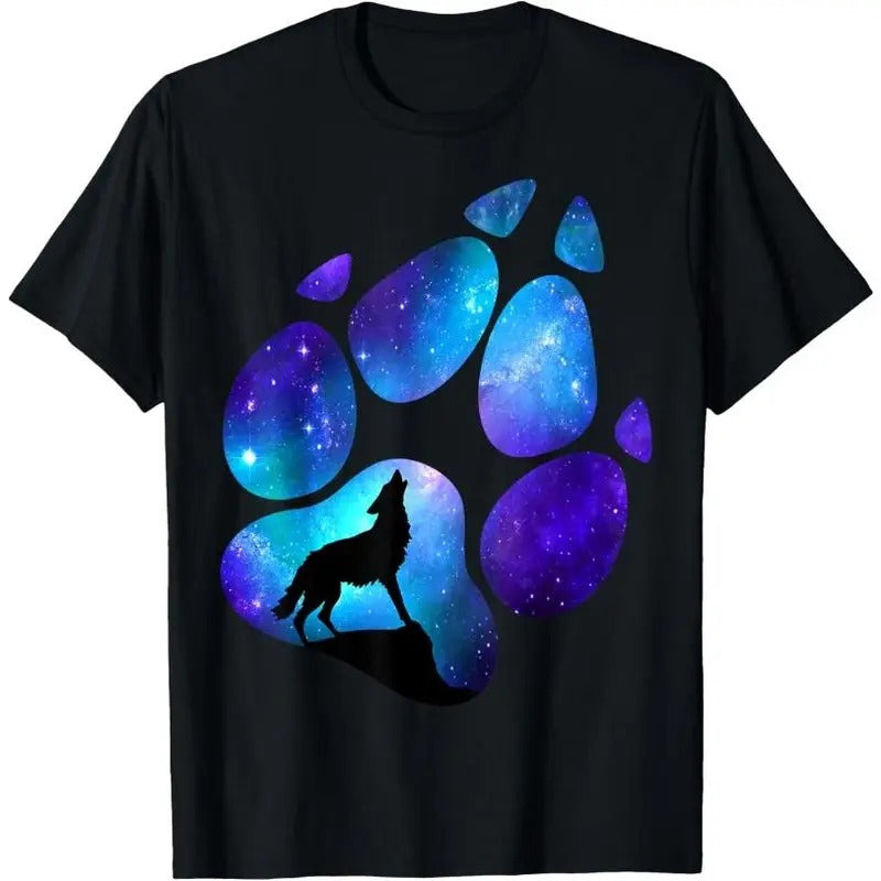 Wolf Paws Galaxy Wild Lone Wolves Stars Moon Wolf T-Shirt Hoodie, Sweatshirt | UrbanDripWear.com