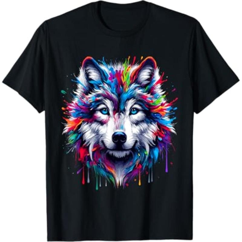 Wolf Splash Art Wolf Animal Lover T-Shirt Menswear Top Hoodie, Sweatshirt | UrbanDripWear.com