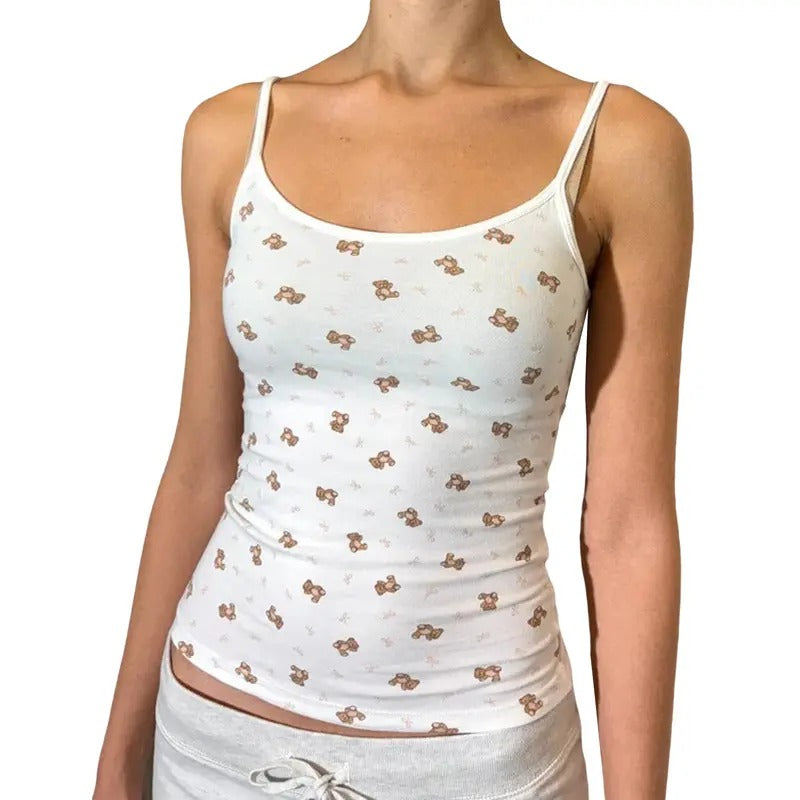 Women Cute Bear Cami Tops Y2k Girls SexyFitted Camisole Sleeveless Graphic Printing Summer Shirt Party Streetwear Hoodie,...