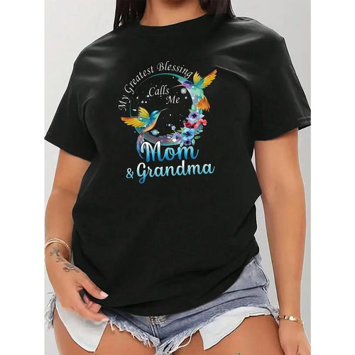 Women'S "Mom & Grandma" Hummingbird Graphic T-Shirt