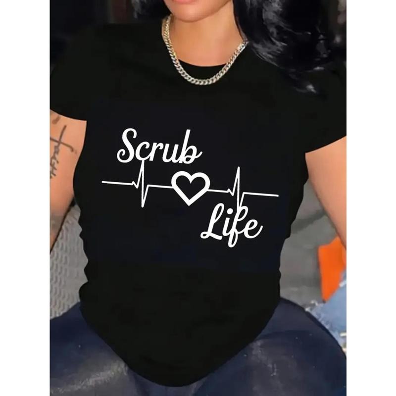 Women'S "Scrub Life" EKG Graphic Tee - Soft 100%, Crew Neck, Short Sleeve - Casual & Stylish Black T-Shirt for...