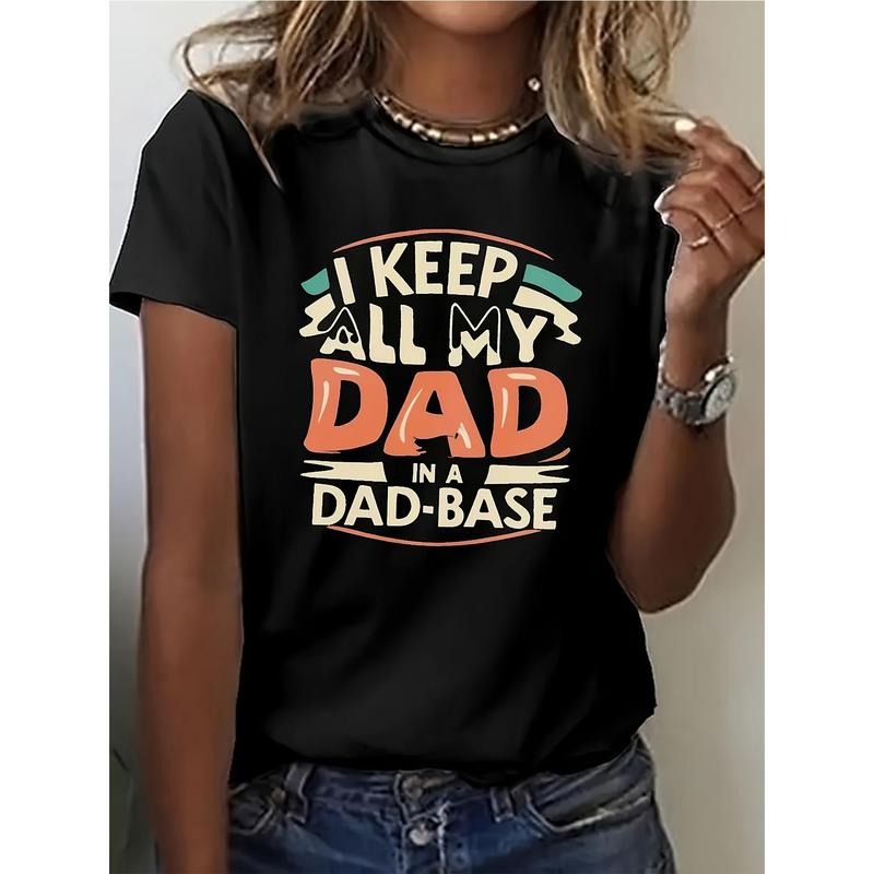 Women'S Classic DAD Joke Pattern T-Shirt for Ladies - Casual Round-Neck Short-Sleeved, Breathable, Black And Colorful...