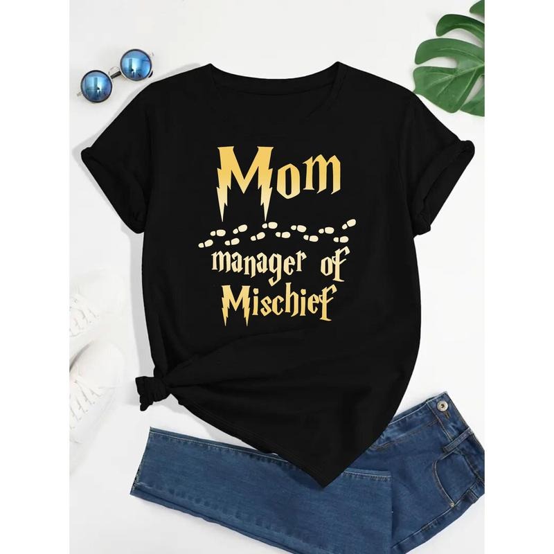 Women'S Fashion Letter Print Casual T-shirt round Neck, Short Sleeve, Machine Washable-Mother'S Day Perfect Gift Hoodie,...