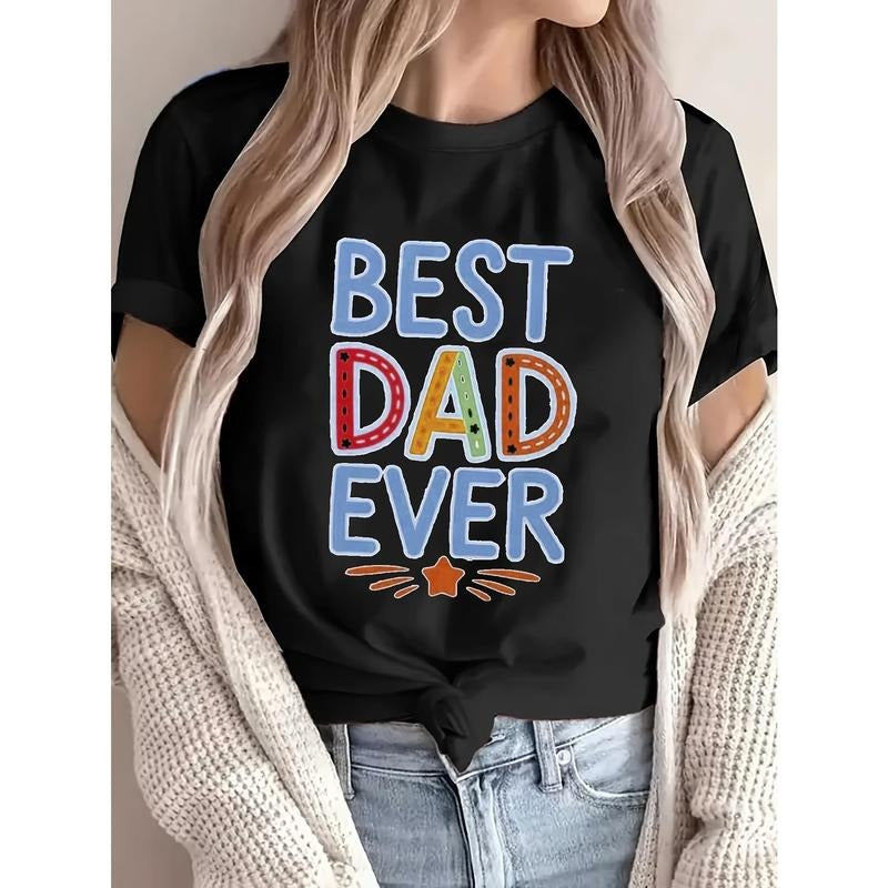 Women'S Graphic T-Shirt Summer Short-Sleeved Round Neck Casual Top, Comfortable Father'S Day Gift Choice, Machine...