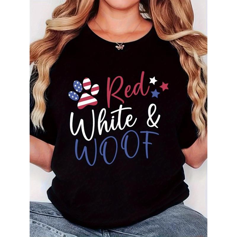 Women'S Patriotic "Red White Woof" T-Shirt