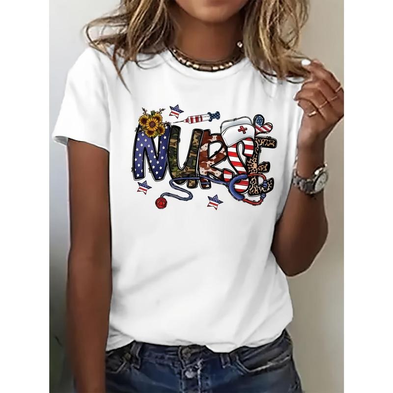 Women'S Patriotic Nurse Graphic T-Shirt