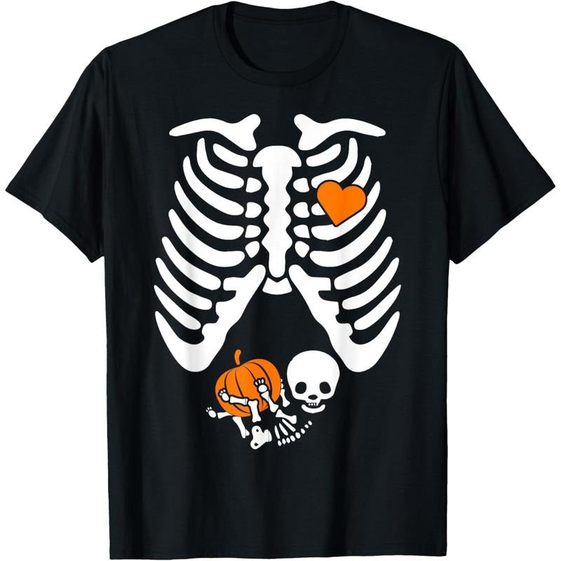 Women Skeleton Pregnancy Announcement Mom Halloween T-Shirt made in usa Hoodie, Sweatshirt | UrbanDripWear.com