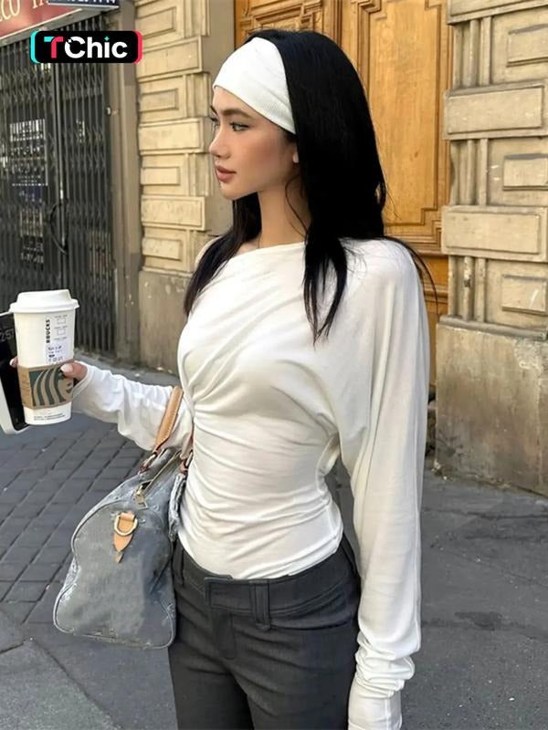 Women Spring Autumn Long Sleeve One Shoulder Basic T Shirt Tops Tee style 02 Hoodie, Sweatshirt | UrbanDripWear.com