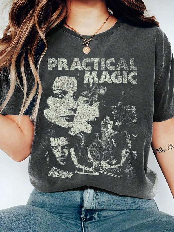 Women Summer Casual Printed T-Shirt, Fitted Moderate Thickness Top for Spring & Fall, Stylish Ladies Graphic Tee Hoodie,...