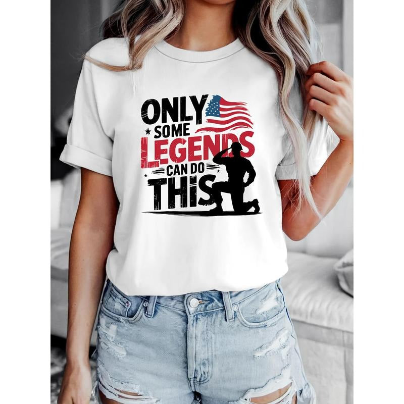 Women Support Veteran Printed Pure Round Neck Short Sleeved T-shirt Hoodie, Sweatshirt | UrbanDripWear.com