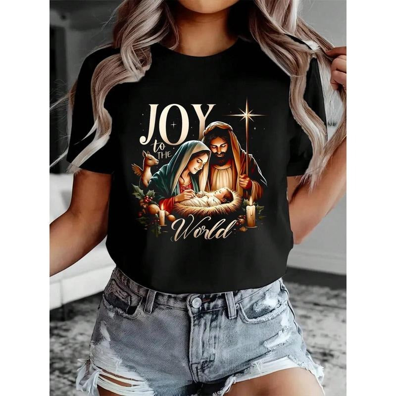 Women men Christmas T-Shirt Joy To The World Christmas Xmas True Jesus Nativity T-Shirt Hoodie, Sweatshirt