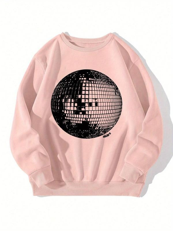 Women's   Geometric Print Round Neck Sweatshirt, Casual Long Sleeve Crew Neck Pullover for Fall & Winter, Women's Clothes...
