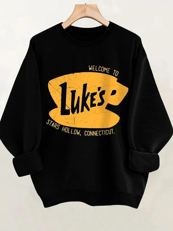 Women's   Letter Print Round Neck Sweatshirt, Fashion Casual Crew Neck Sweatshirt for Daily Holiday Outdoor Wear, Women...