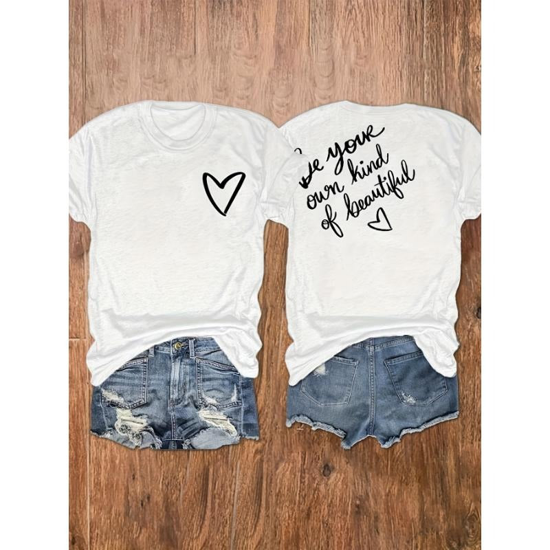 Women's "Be Your Own Kind of Beautiful" Inspirational Print T-Shirt - Casual Round Neck, Short Sleeve Top in Soft Rayon...