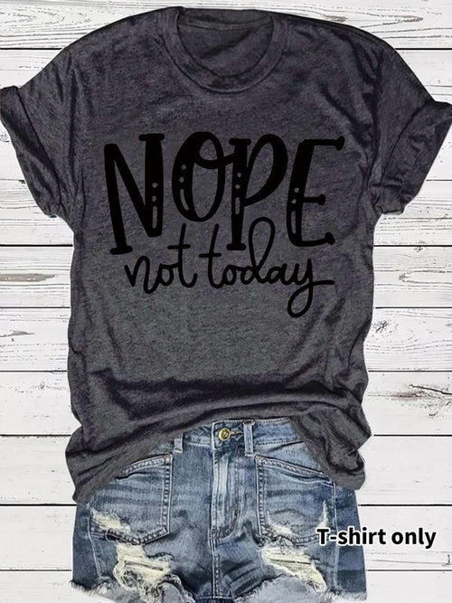 Women's "nope not today" Letter Print Round Neck Tee, Vintage Trendy Casual Short Sleeve T-shirt for Daily Wear, Ladies...