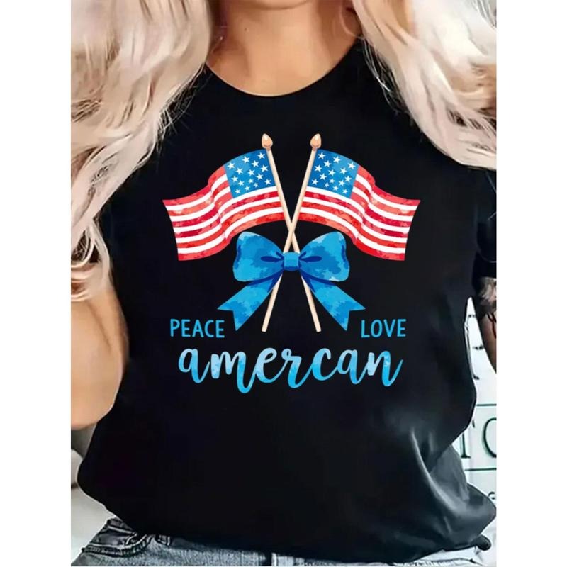 Women's 100% Cotton Patriotic American Flag T-Shirt