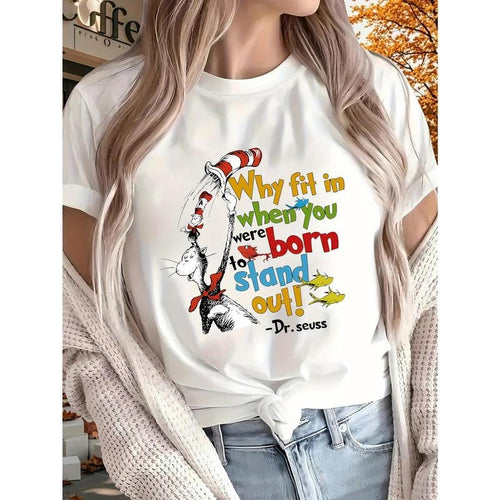 Women's 100% Graphic T-Shirt - 180gsm Soft Breathable Short Sleeve Tee with Playful "Born to Stand Out" Print, Round Neck...