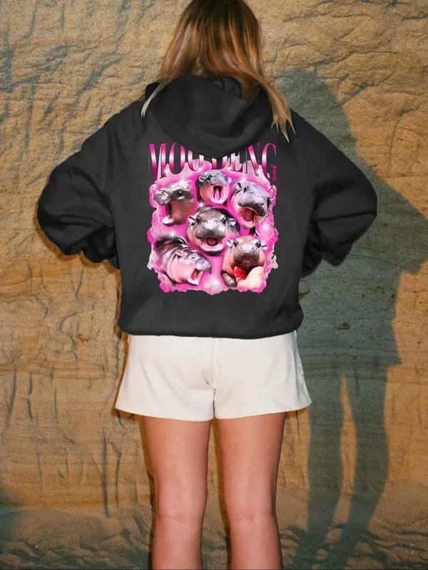 Women's All Over Letter Print Hoodie, Casual Long Sleeve Hooded Sweatshirt for Daily Wear, Ladies Clothes for All Seasons...