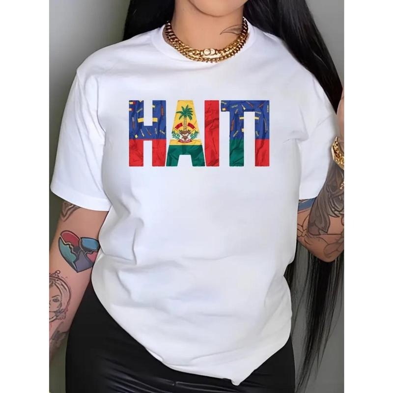 Women's Anime Letter Graphic Cotton T-Shirt