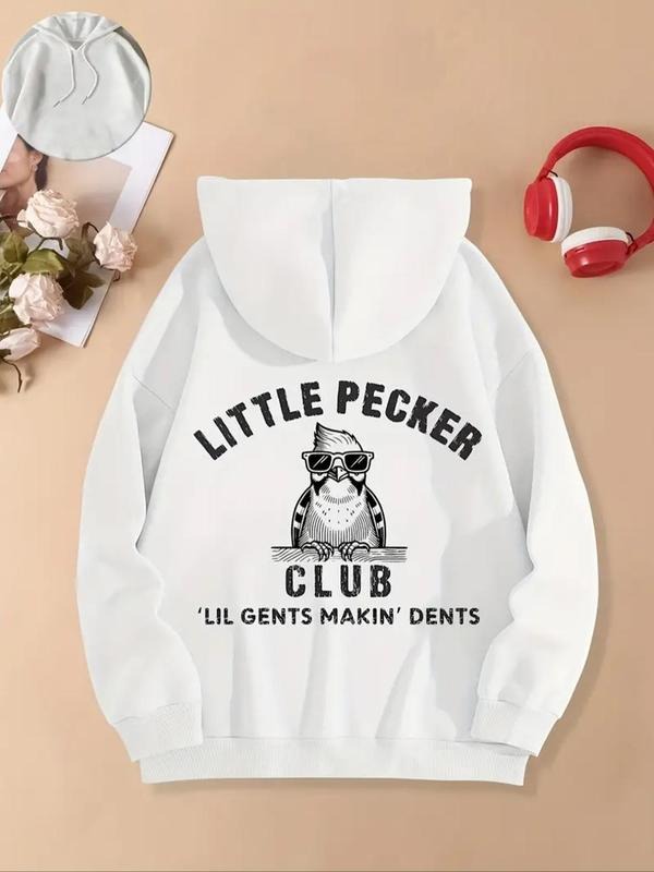 Women's Bird & Letter Print Drawstring Hoodie, Fashion Casual Hooded Sweatshirt for Daily Holiday Outdoor Wear, Women...