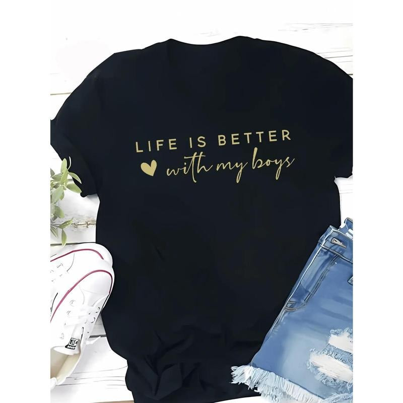 Women's Black Cotton T-Shirt  for Daily Wear & Parties, Everyday Comfort, Playful Print Tee, Hoodie, Sweatshirt